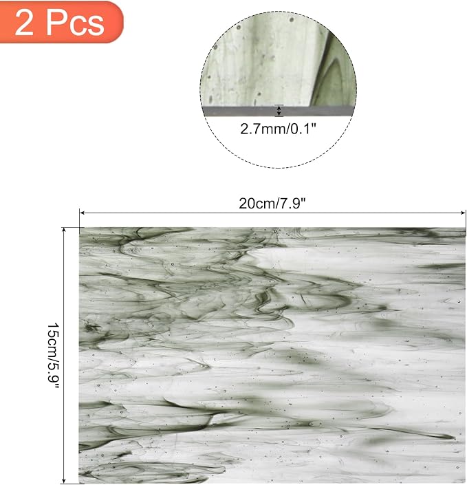 MECCANIXITY 2 Pcs Stained Glass Sheet Mosaic Tile 7.9 Inch x 5.9 Inch Dark Gray - Image 2