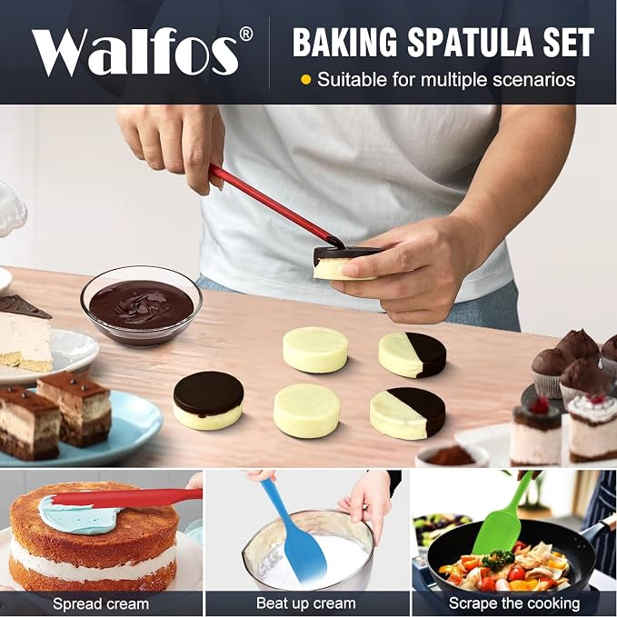Walfos Silicone Spatula -600°F Heat Resistant Kitchen Scraper Spatulas - Image 2