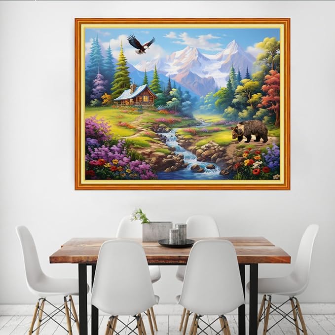 Dooxvey Cross Stitch Kits for Adults, 16x20 inch Forest Landscape, 11CT Pre - Image 2