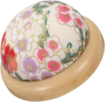 HARFINGTON Pin Cushion Wooden Base Japanese Style Round Pincushion Needle Holder - Image 3