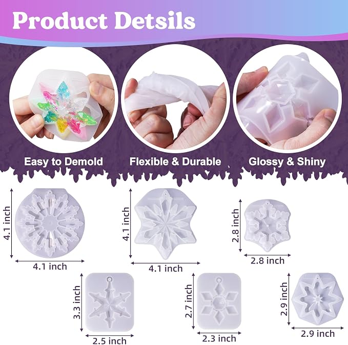 LET'S RESIN Christmas Resin Molds, 3D Ice Crystal Resin Ornament Molds - Image 2