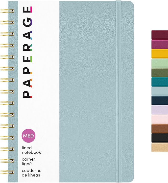 PAPERAGE Lined Spiral Journal Notebook, 160 Pages, Hardcover Journal by PAPERAGE