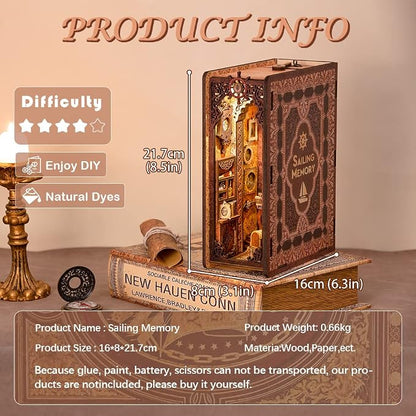 CUTEBEE Book Nook Kit, DIY Booknook Miniature House Tiny House 3D Wooden Puzzle - Image 4