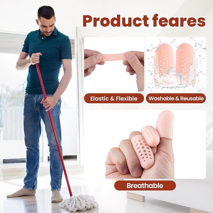 PAGOW 10pcs Gel Finger Cots/Covers, Silicone Finger Protector Support, Finger - Image 3