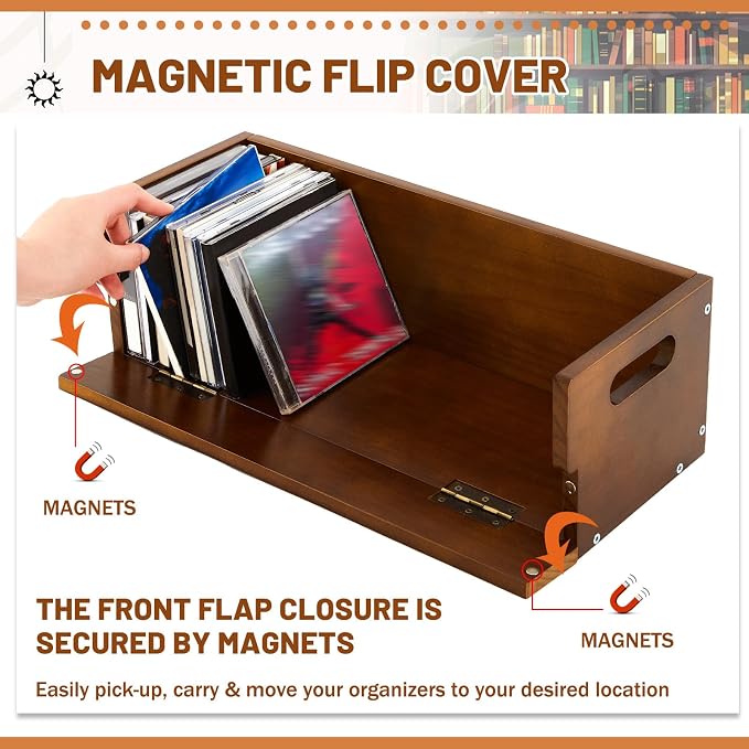 2 Set Wooden CD Storage Box Holder Shelf Cassette Tape Display Racks - Image 3