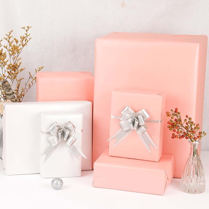NESCCI Off White & Pink Matte Wrapping Paper, Double Sided Solid Color - Image 5