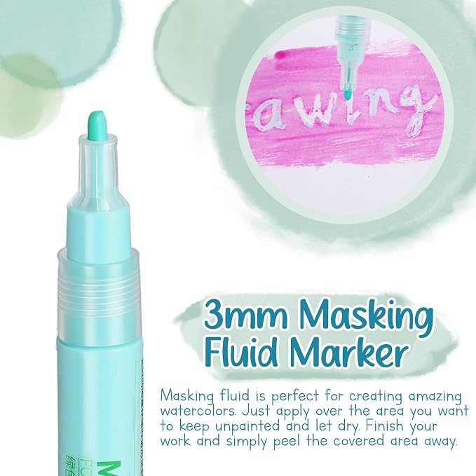 2 Pcs Masking Fluid Pen for Watercolor Painting, Capacity - Image 3