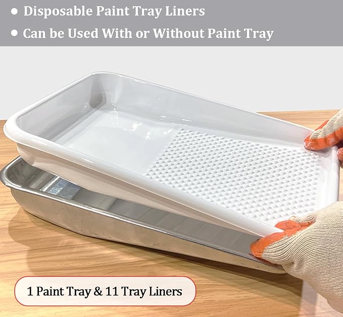 11-Pack 9 inch Disposable Plastic Paint Roller Tray -Come Up - Image 4