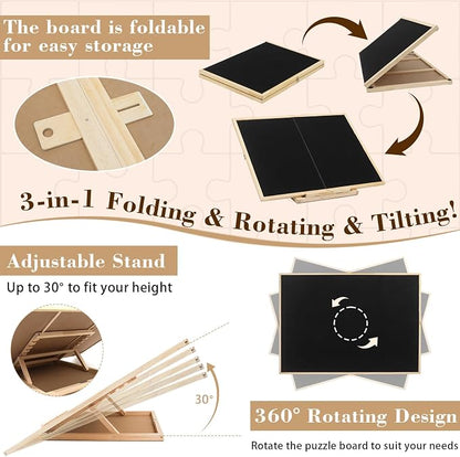 Ancaixin Foldable Puzzle Board 1500 Pieces, Rotating & Tilting Jigsaw Puzzle - Image 3