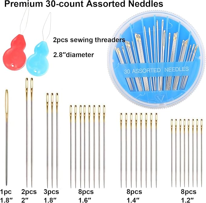 Eketirry Premium Hand Sewing Needles，1 Pack 30-Count Assorted Needles - Image 3