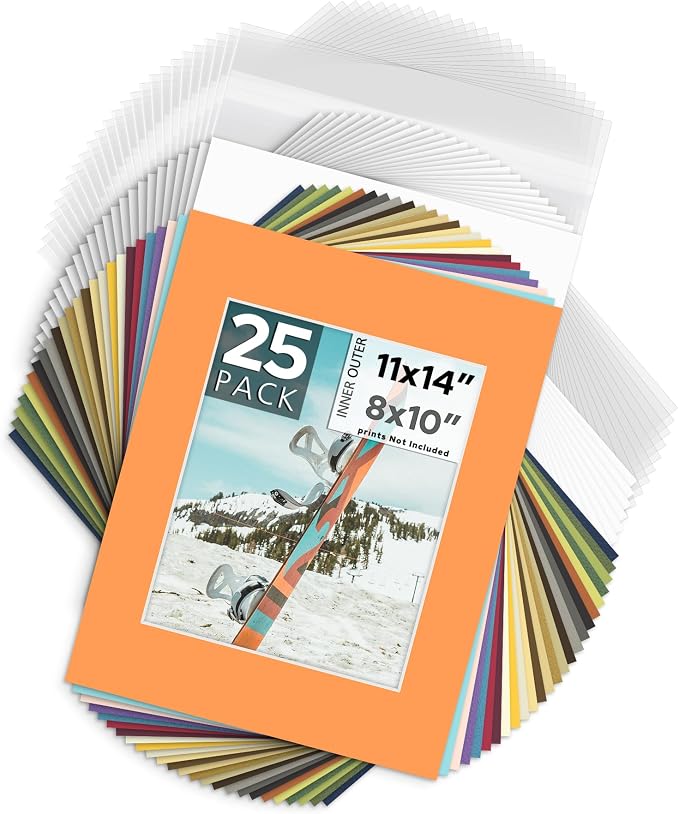 Mat Board Center, 11x14 for 8x10 Mix Color Picture Mat Sets by MatBoardCenter