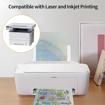 Printable Sticker Paper, 20 Sheets Printable Holographic Star Sticker Paper - Image 5