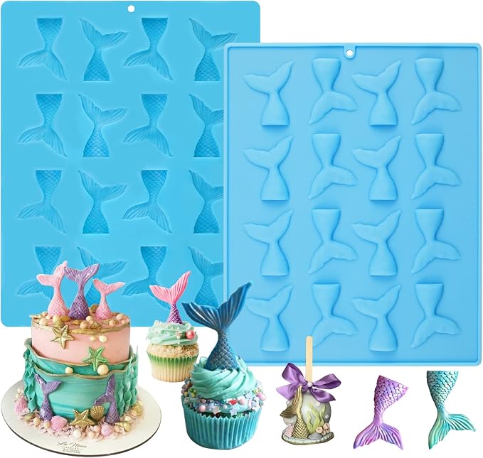 Sakolla 2 Pack Mermaid Tail Molds, Mermaid Molds by Sakolla