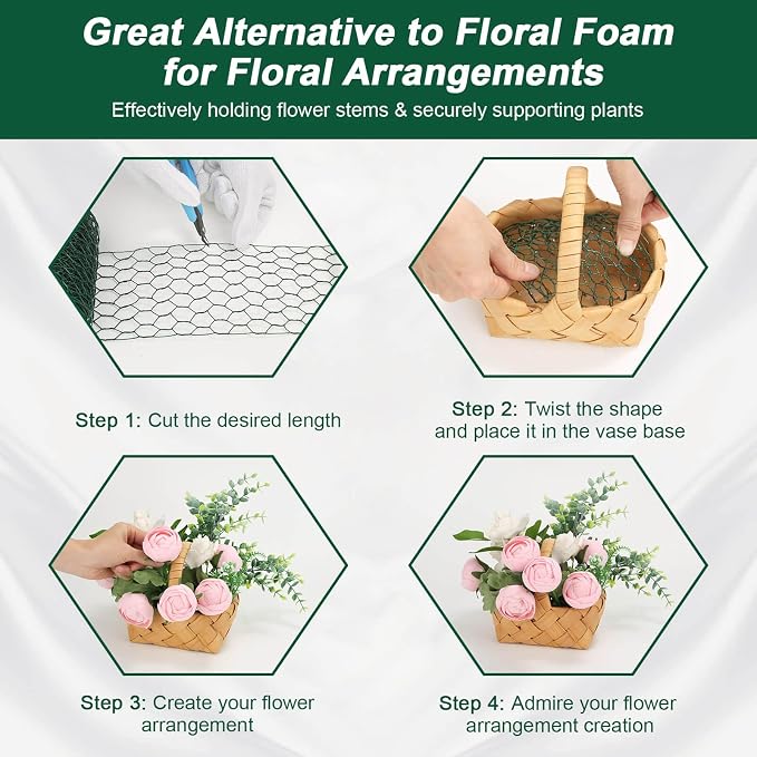 4 × 236 in Floral Wire Netting, Galvanized Coated Chicken Mesh Netting - Image 5