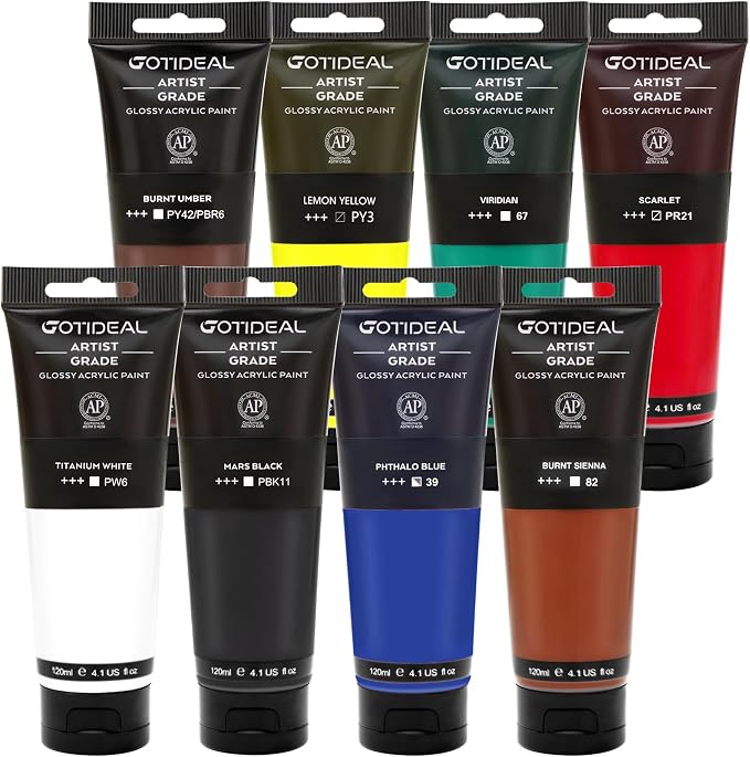 GOTIDEAL Craft Acrylic Paint Set, 8 Primary Colors（ Rich Pigments Non-Toxic - Image 2
