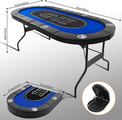 Folding Poker Table, 8 Player Portable Design - Image 2