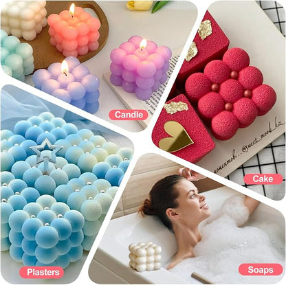JDH 3D Bubble Candle Silicone Molds 15 Cavity Cube Silicone Candle Molds Soap - Image 4