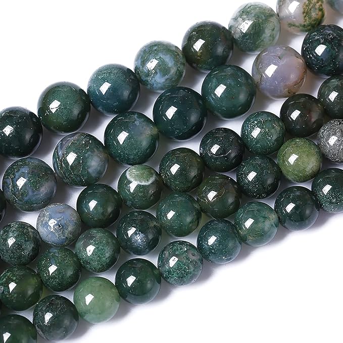 60PCS 6mm Natural Green Moss Agate Beads Gemstone Round Loose Spacer Beads by NaturalStoneBeads