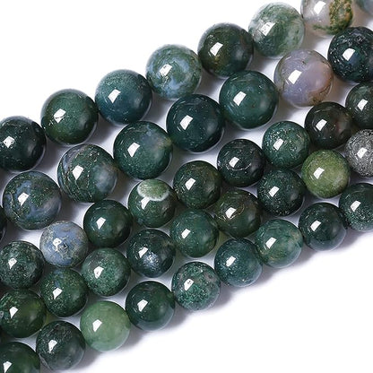 60PCS 6mm Natural Green Moss Agate Beads Gemstone Round Loose Spacer Beads by NaturalStoneBeads
