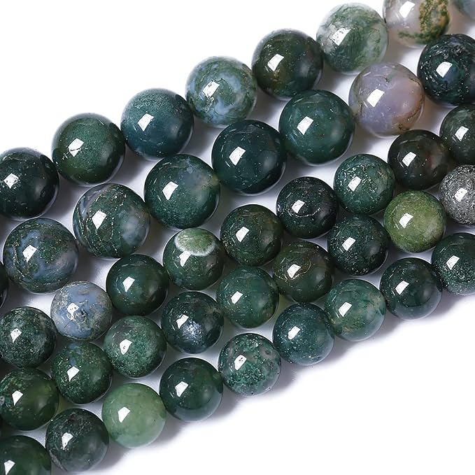 32PCS 12mm Natural Green Moss Agate Beads Gemstone Round Loose Spacer Beads by NaturalStoneBeads