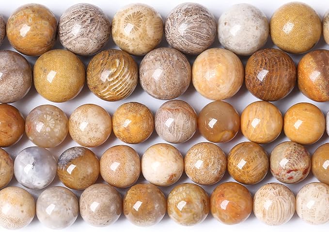 72pcs 10mm Natural Coral Jade Chrysanthemum Stone Beads Round Loose Beads - Image 3