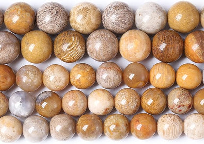 72pcs 10mm Natural Coral Jade Chrysanthemum Stone Beads Round Loose Beads - Image 3