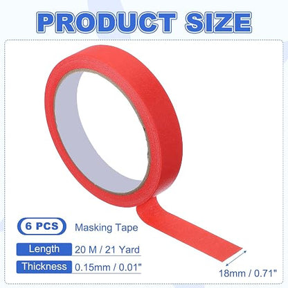 MECCANIXITY Masking Tape 0.7 Inch x 21 Yard Painter's Tape Red Paint Tapes - Image 2