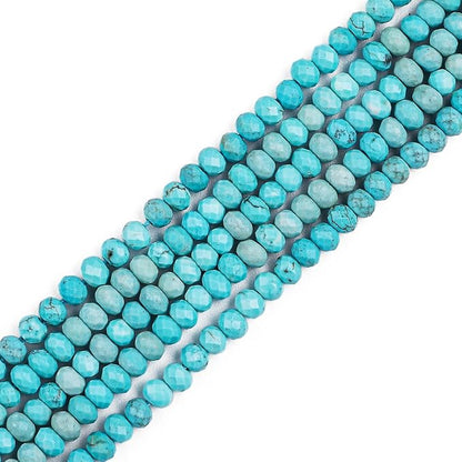 Natural Blue Turquoise Beads 4x2mm 120pcs Faceted Rondelle Loose Semi Gemstone by Beadia
