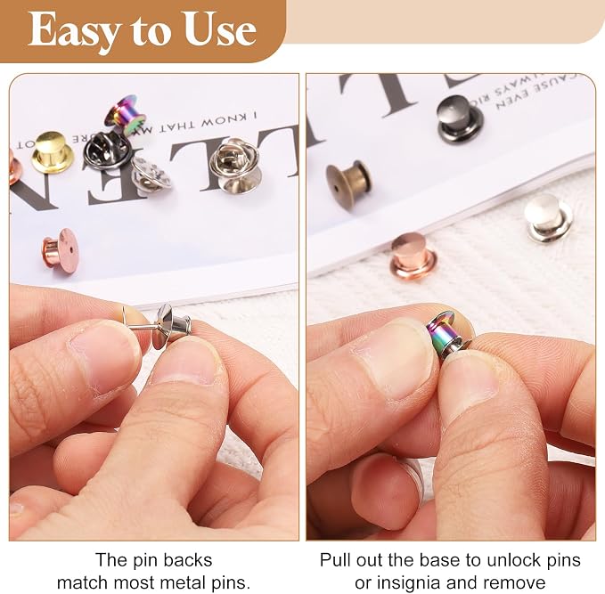 uxcell 30Pcs Metal Locking Pin Backs, Pin Keepers Locking Clasp Flat Head Clamp - Image 4