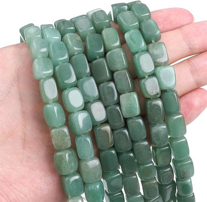 Natural Green Aventurine Cuboid Stone Loose Semi Gemstone Beads - Image 3
