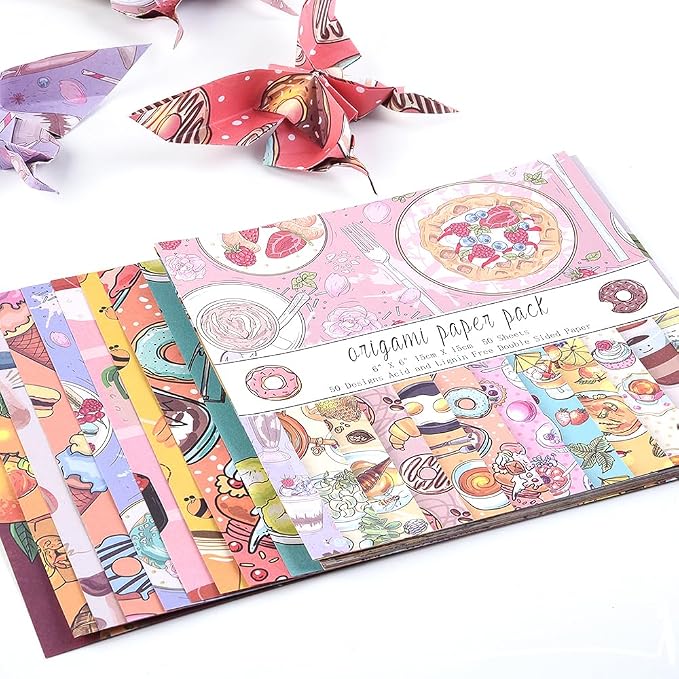 Origami Paper Kit 50 Sheets 70GSM 6 Inch Square Double Sided Color 50 Vivid - Image 4