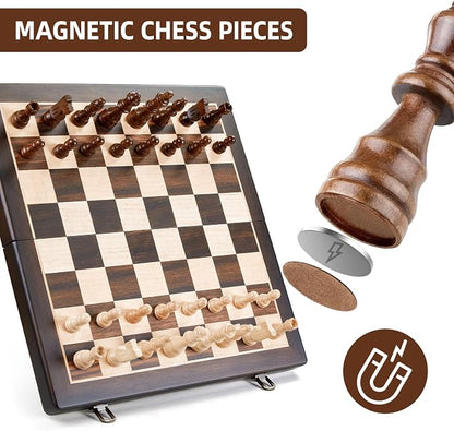 Magnetic Wooden Chess Set for Adults Kids - Image 4