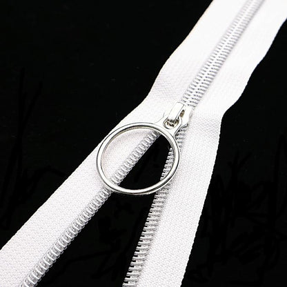 Leekayer #5 Silver Metallic Nylon Coil Zippers by The Yard Bulk 10 Yards White - Image 7