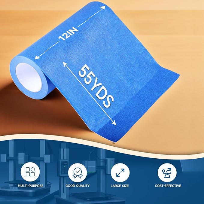 Wide Blue Painters Tape, 12 Inch x 55 Yards, Wide Masking Tape - Image 2