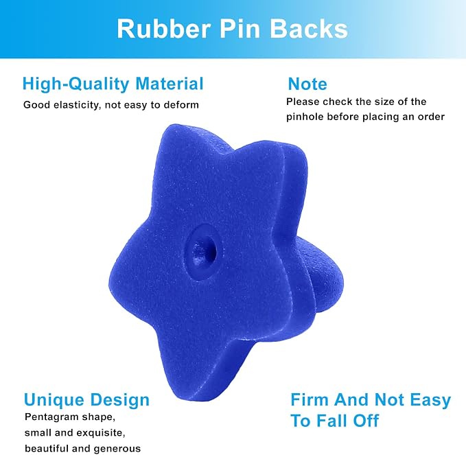 100 Pack Star Shape Rubber Pin Backs, Lapel Pin Backing Locking Pin Keepers - Image 4
