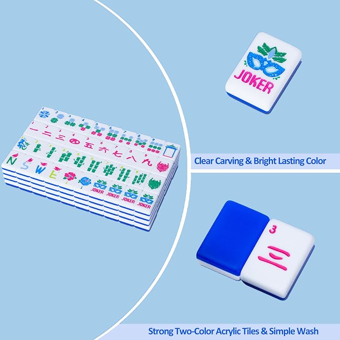 American Mahjong Tile Set with Carrying Bag and Accessories, 160 Acrylic - Image 4