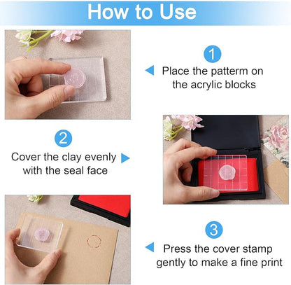 4PCS Acrylic Stamp Block, Square Acrylic Stamping Blocks, - Image 4