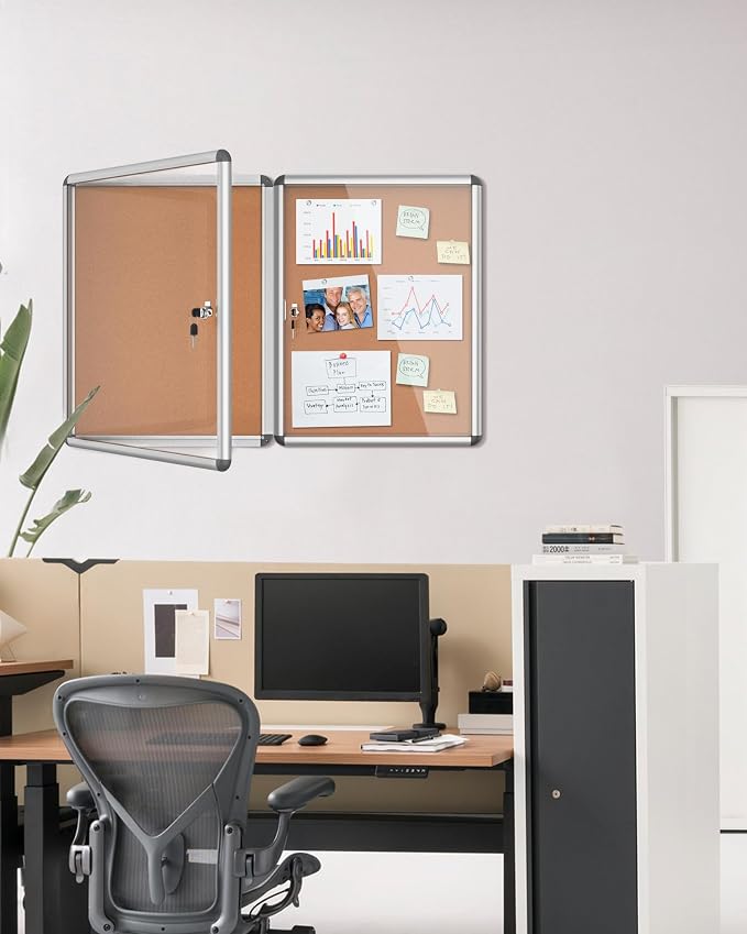 2 Pack 26"x20" Enclosed Bulletin Board, Lockable Weather-Resistant Aluminum - Image 2