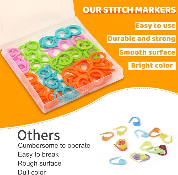 Yizzvb 50 Pcs Stitch Markers, Colorful Crochet Stitch Markers - Image 3