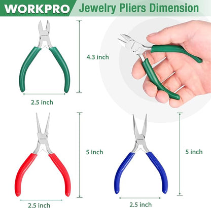 WORKPRO Jewelry Pliers Set, 3 Pack Jewelry Making Tool Kit- Needle Nose - Image 2