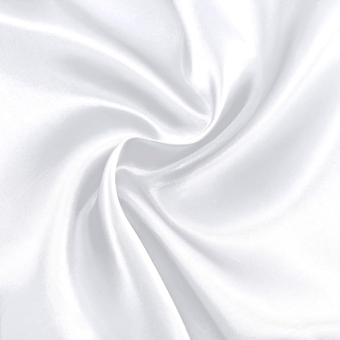 RUDONG M White Satin Fabric by The Yard, 5 Yard x 60 Inch Wide Silky Charmeuse by RUDONG+M