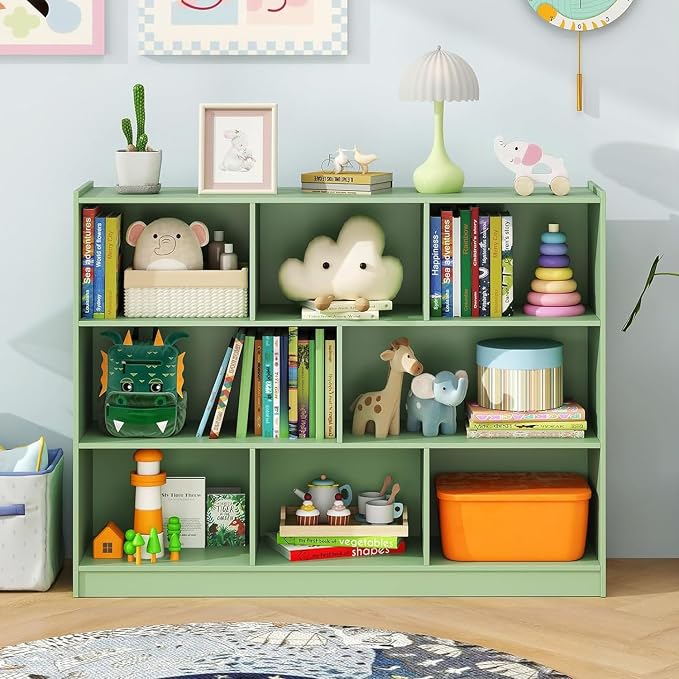 KOTEK Toy Storage Organizer, 5 Cubby Kids Bookshelf, Wooden 3-Tier Bookcase by KOTEK