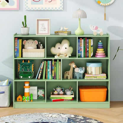 KOTEK Toy Storage Organizer, 5 Cubby Kids Bookshelf, Wooden 3-Tier Bookcase by KOTEK