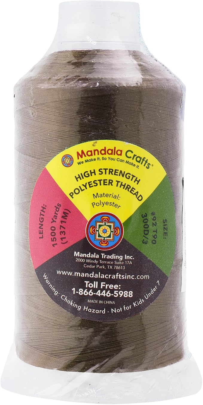 Mandala Crafts Dark Beige Heavy Duty Thread -1500 Yds Tex 90 Thread - Image 3