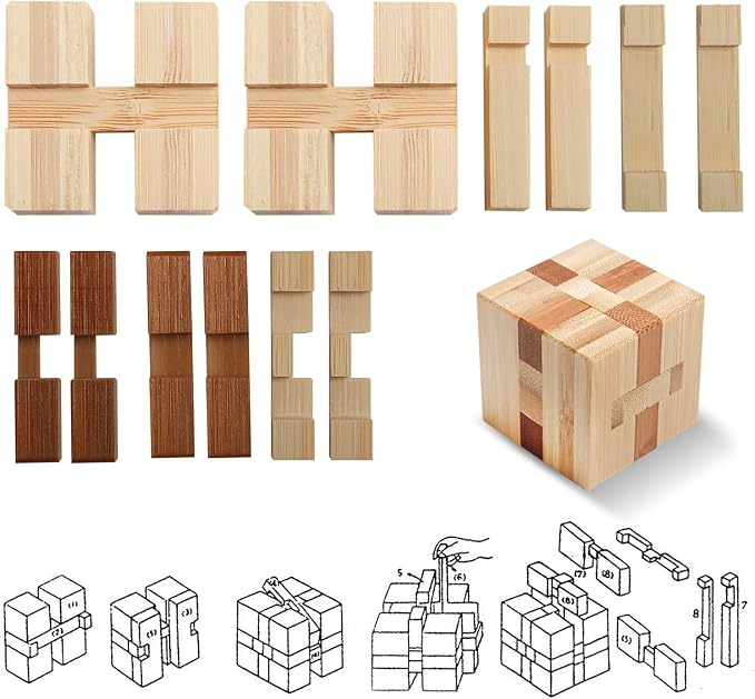 4 Pack Wooden Puzzle Games Brain Teasers Toy- 3D Puzzles - Image 4