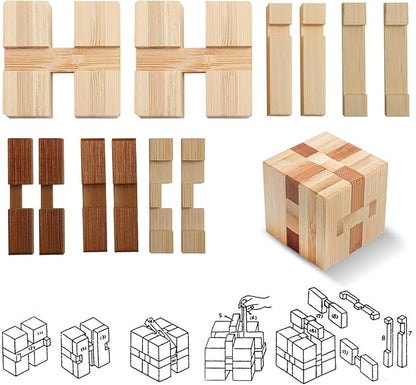 4 Pack Wooden Puzzle Games Brain Teasers Toy- 3D Puzzles - Image 4