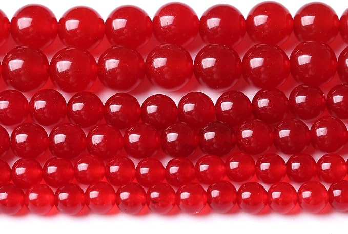 48PCS 8MM Red Chalcedony Beads Energy Healing Beads by JIANJING