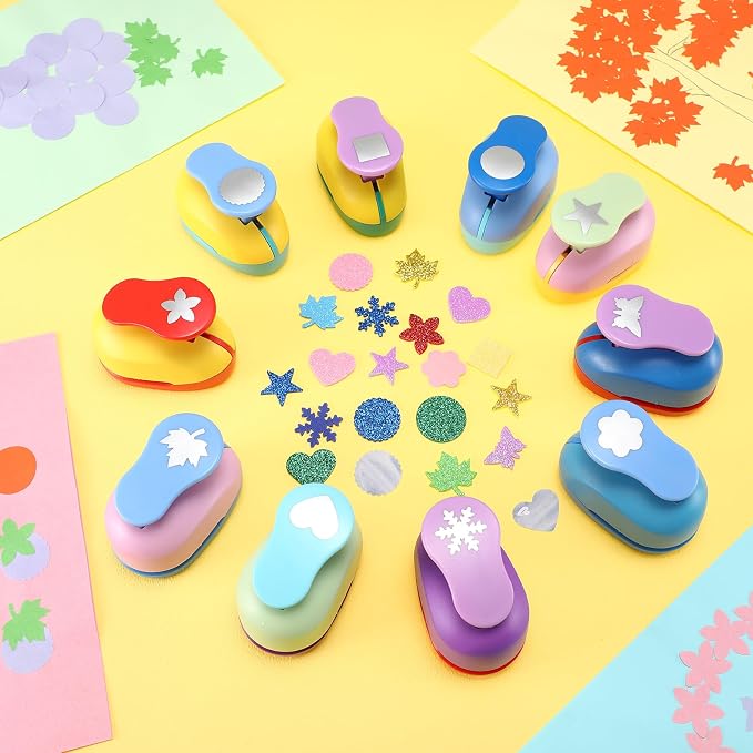 Harloon 10 Pcs Craft Hole Punch Shapes 1 Inch Paper Punch Hole Mix Shapes - Image 2