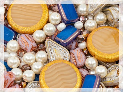 2.1oz of Glass Bead Mix with Pearls, Filigree Teardrops and Fresca Czech Beads by CzechBeadsManufacturer