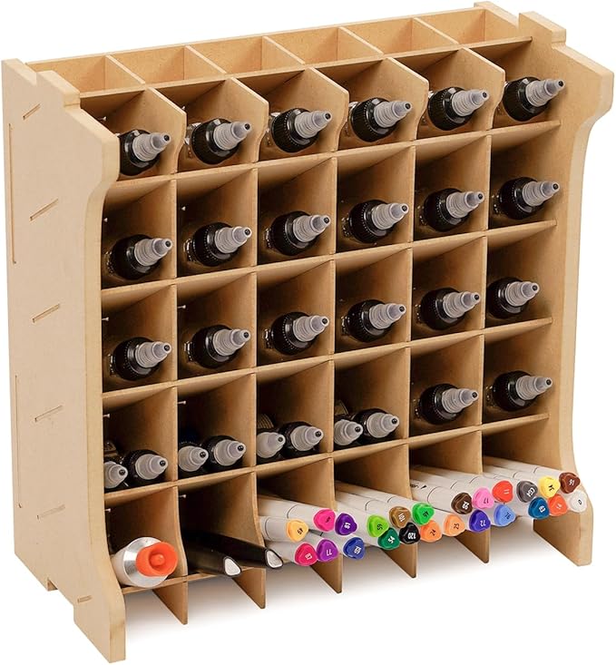 Paint Rack Organizer for 30 Bottles, Craft Supplies Storage, MDF Material by Bucasso